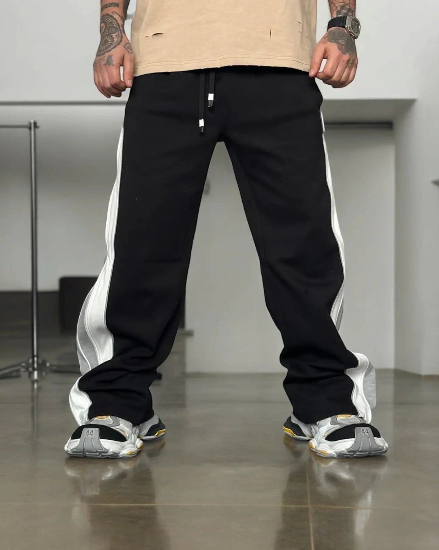 Black Jogger Pants with zip up.