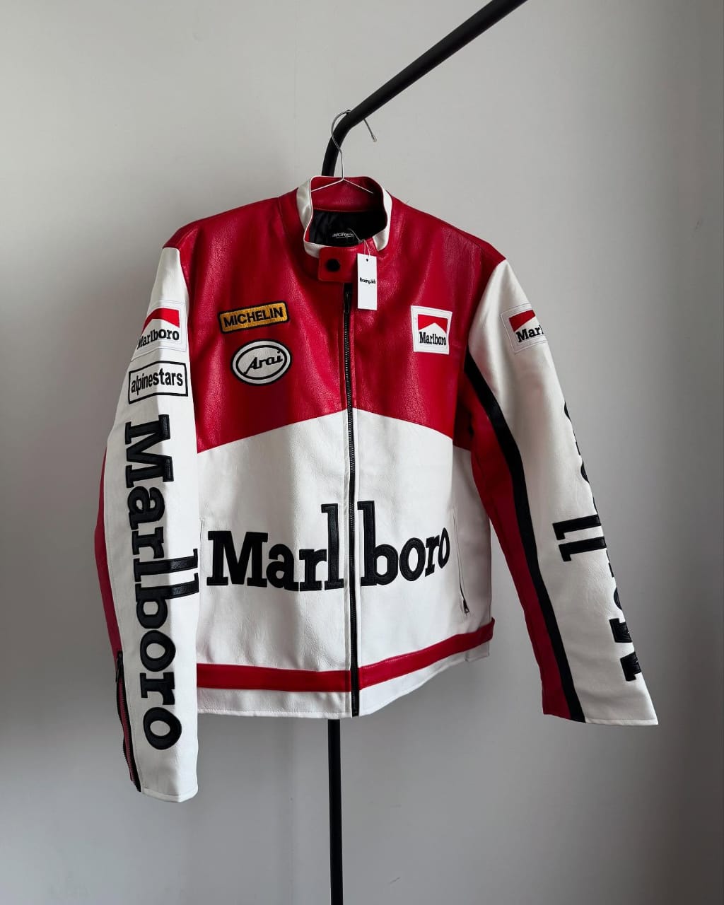 Marlboro racing fully embroidered jacket in white& red.