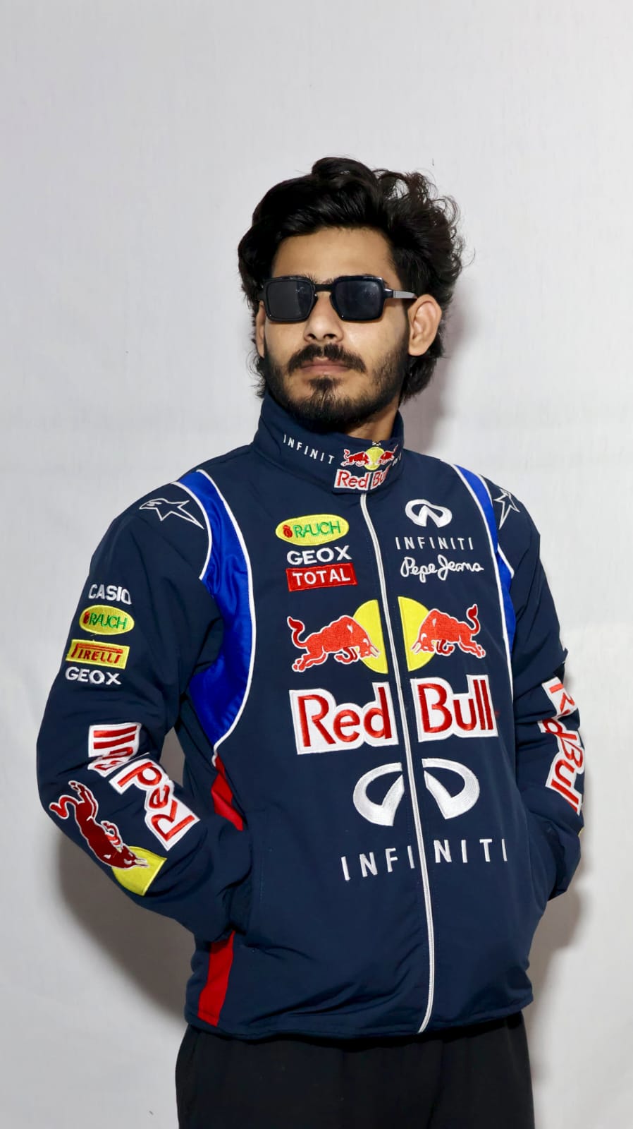 Red bull fully Embroidered racing jacket in blue.