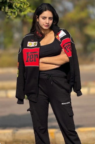 Ferrari racing jacket in black.