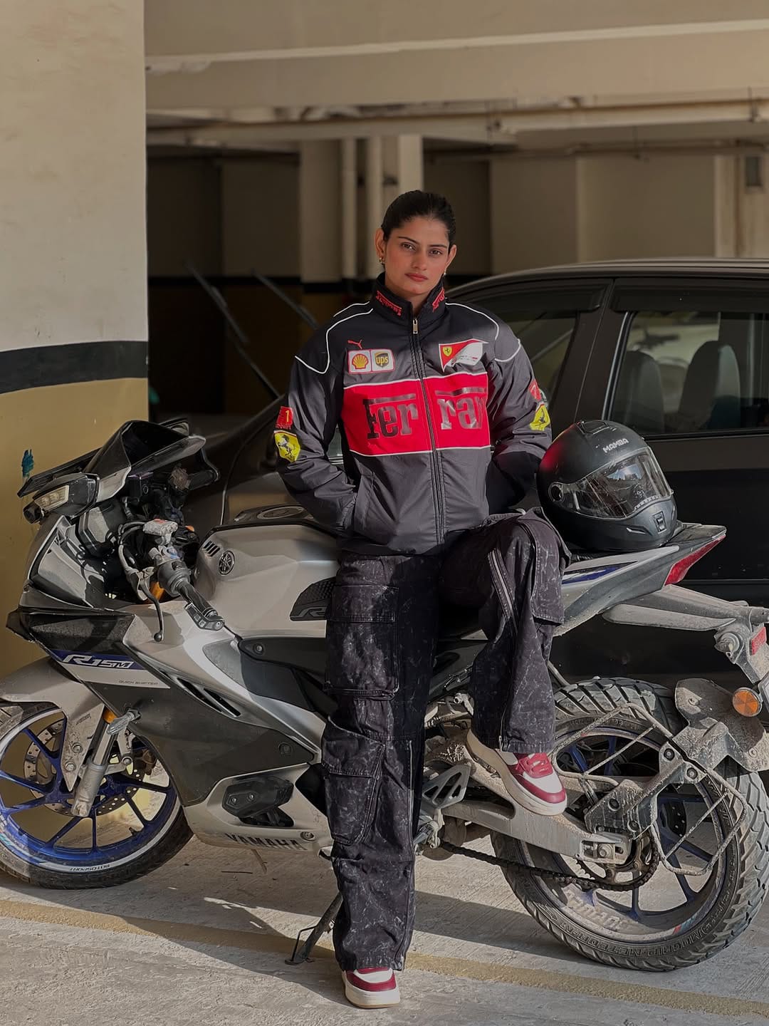 Ferrari racing jacket in black.