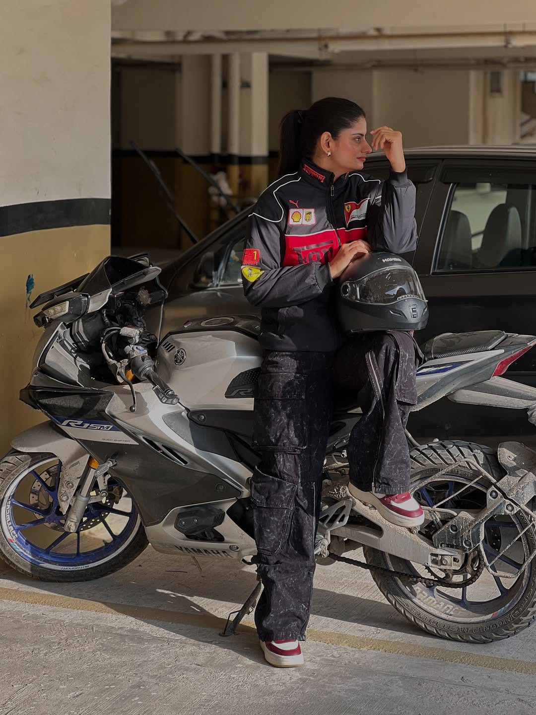 Ferrari racing jacket in black.