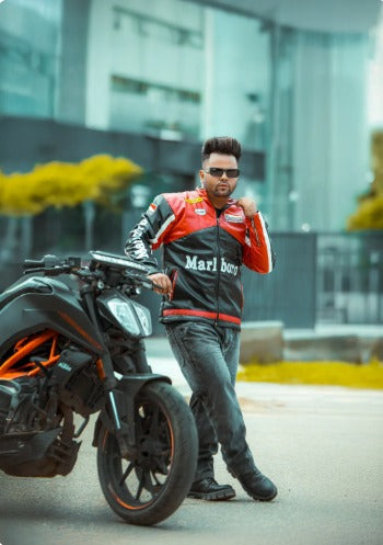 Marlboro racing fully embroidered jacket in black& red.