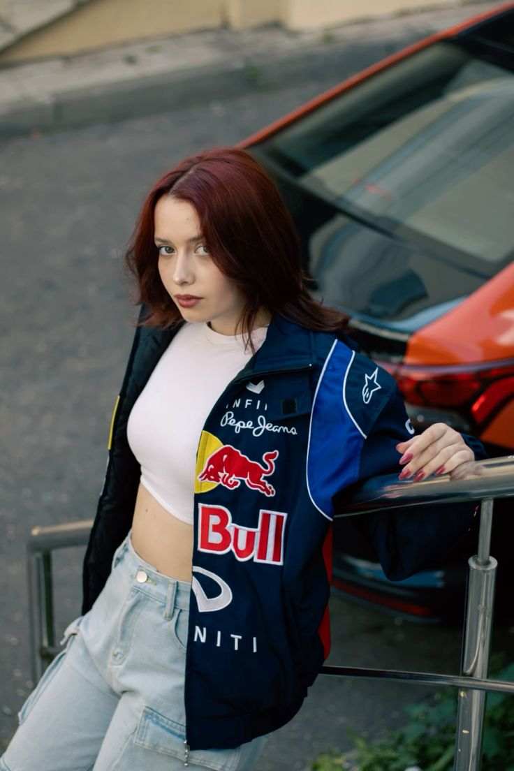 Red bull racing fully embroidered jacket in blue.