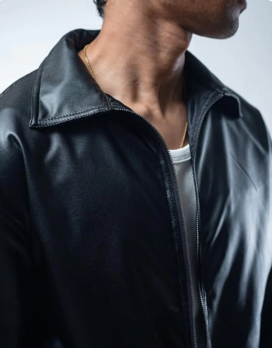 Classic Black Faux Leather Jacket – Timeless & Stylish.