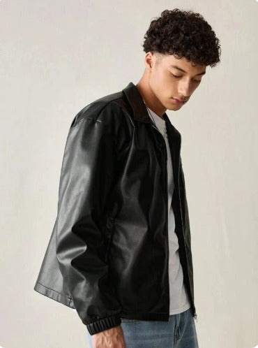 Classic Black Faux Leather Jacket – Timeless & Stylish by Xoratic.