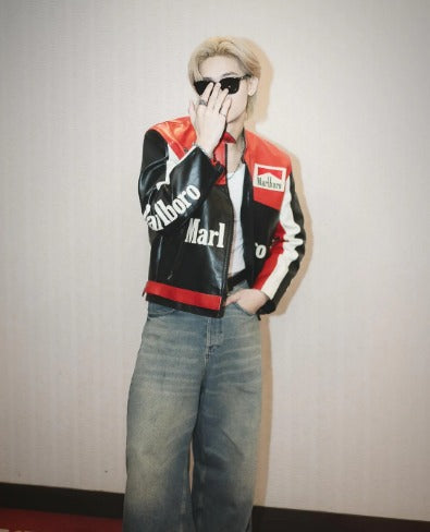 Marlboro racing fully embroidered jacket in red& black