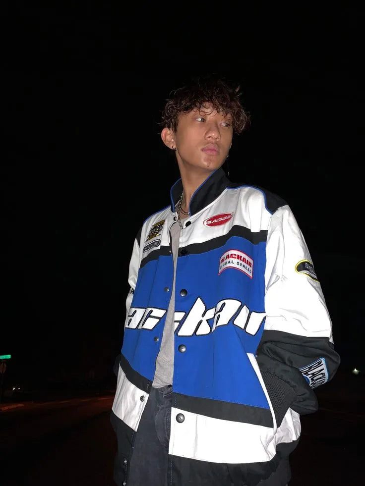 Blackair racing jacket in blue& white.