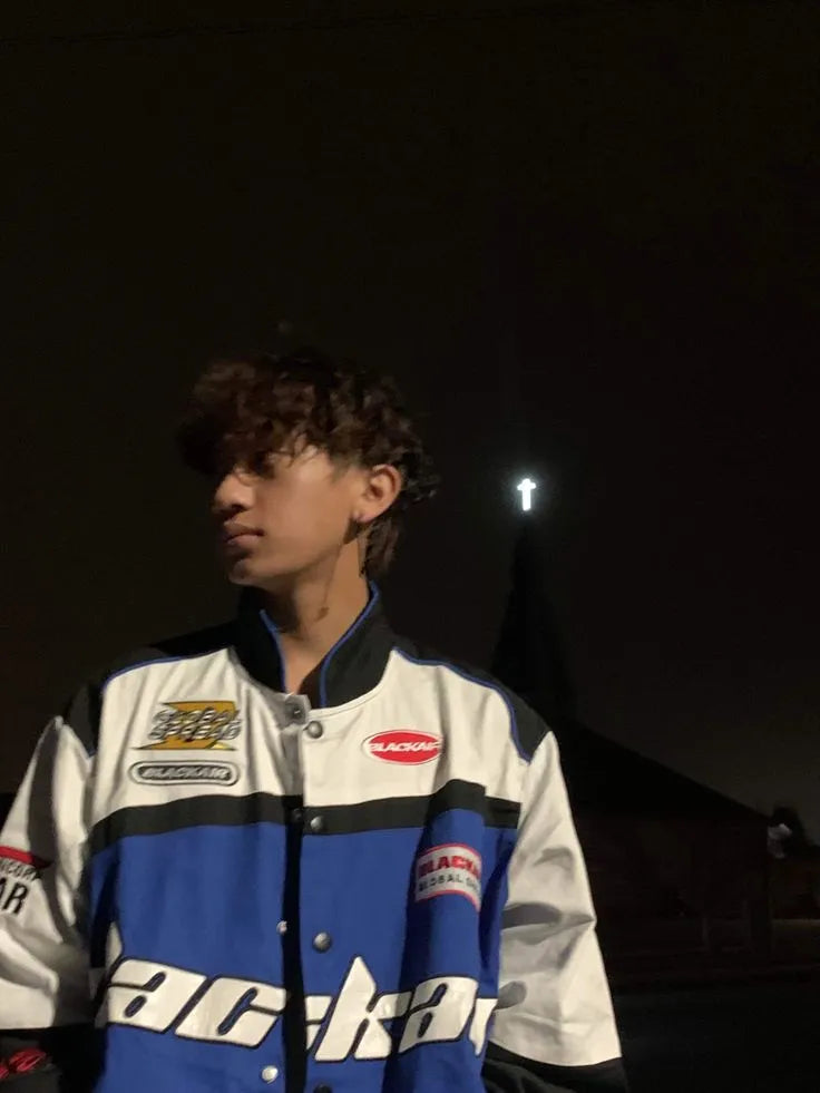 Blackair racing jacket in blue& white.