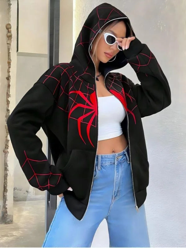 Spider hoodie in black.