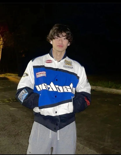 Blackair racing jacket in blue& white.