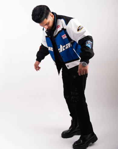 Blackair jacket in blue& white.