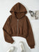 Mocha Crop Zip-Up Hoodie