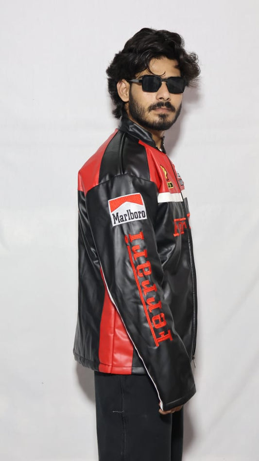 Olympus Ferrari racing fully embroidered jacket in red& black.
