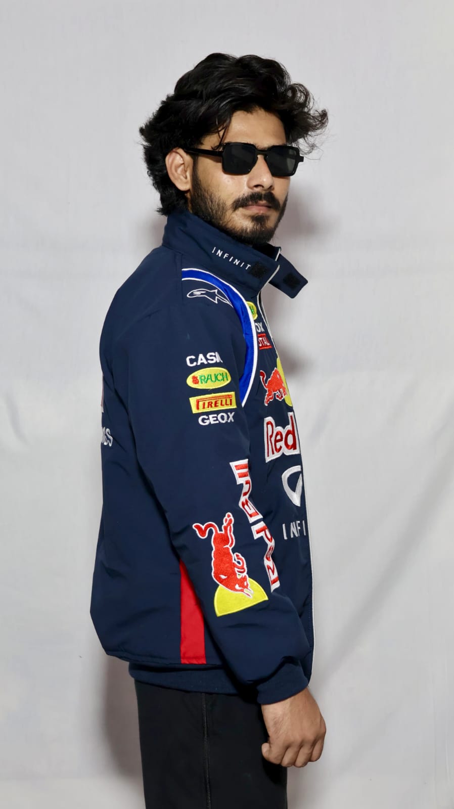 Red bull fully Embroidered racing jacket in blue.