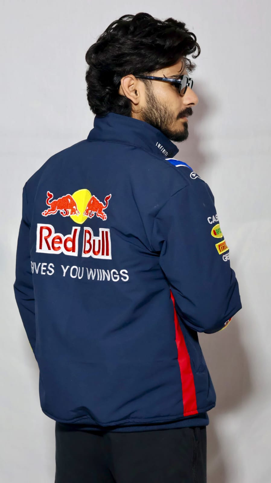 Red bull fully Embroidered racing jacket in blue.