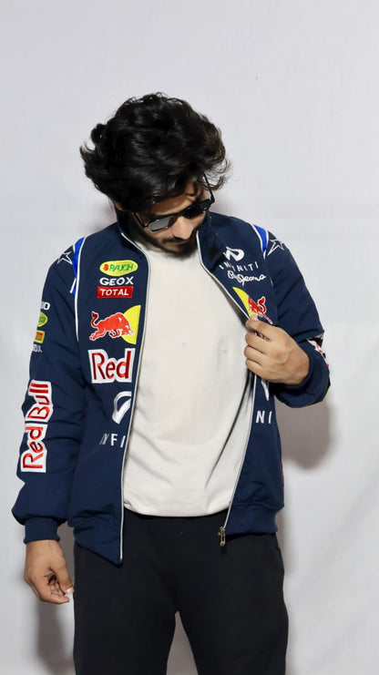 Red bull fully Embroidered racing jacket in blue.