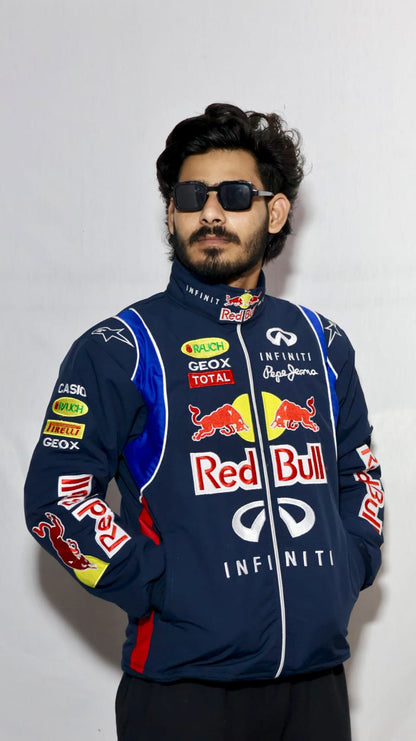 Red bull fully Embroidered racing jacket in blue.