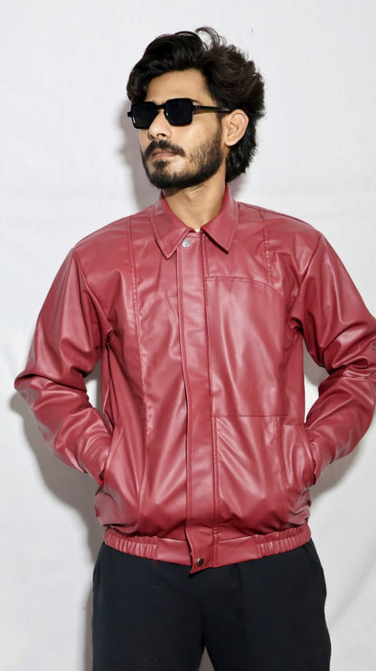 Faux Leather Jacket in brow | Xoratic