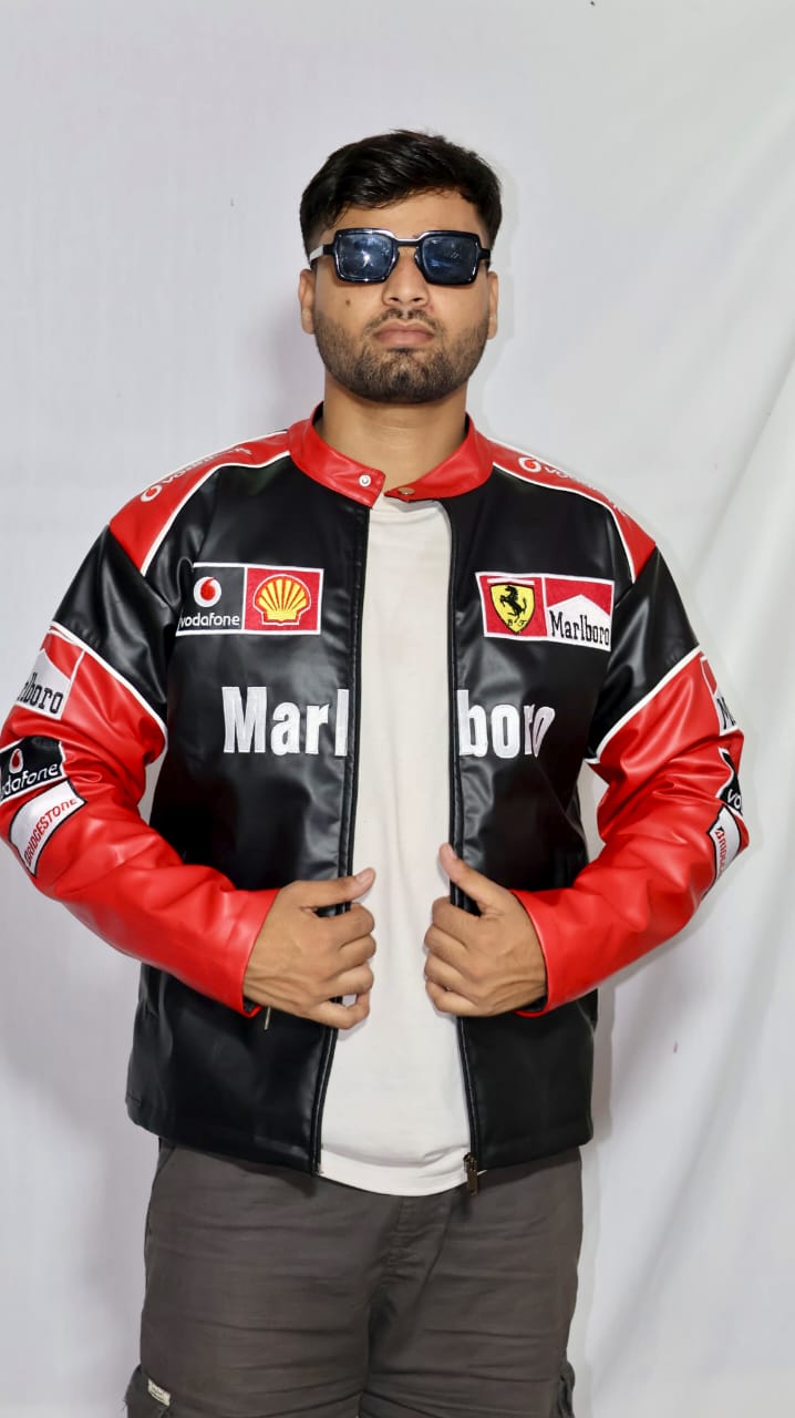 Marlboro racing fully embroidered jacket in red& white.