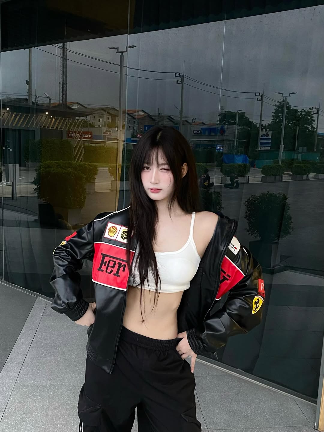 Ferrari racing jacket fully embroidered in leather.