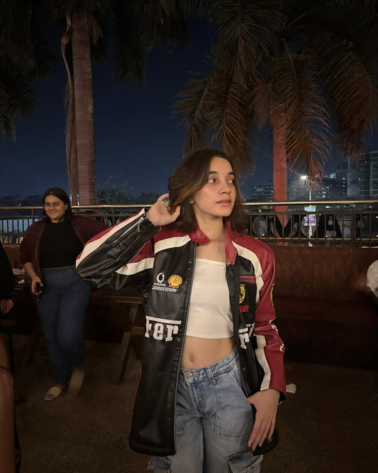 Ferrari racing fully embroidered jacket in black& brawn.