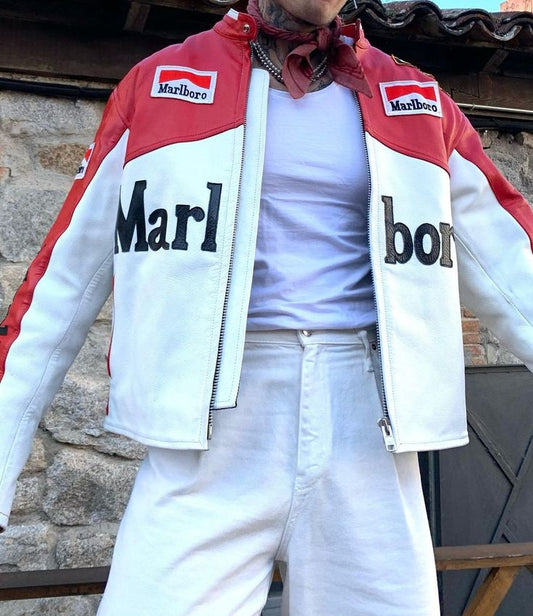 Marlboro racingfully embroidered jacket in red& white.