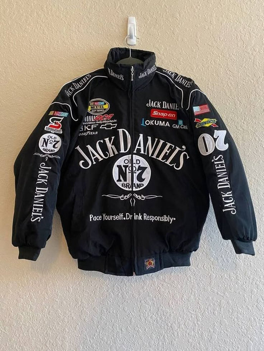 jack Daniels racing fully embroidered jacket in black.