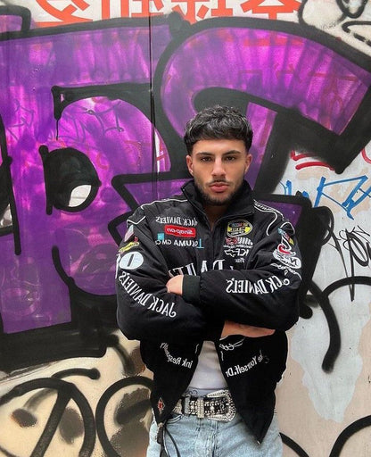 jack Daniels racing fully embroidered jacket in black.