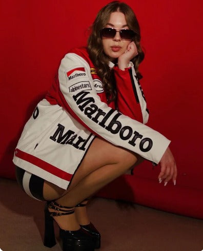Marlboro racing fully embroidered jacket in red& white.