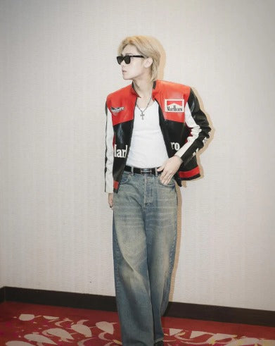 Marlboro racing fully embroidered jacket in red& black