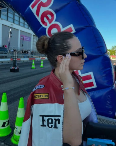 Ferrari racing fully embroidered jacket in red& white.