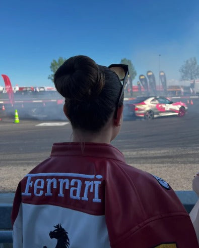 Ferrari racing fully embroidered jacket in red& white.