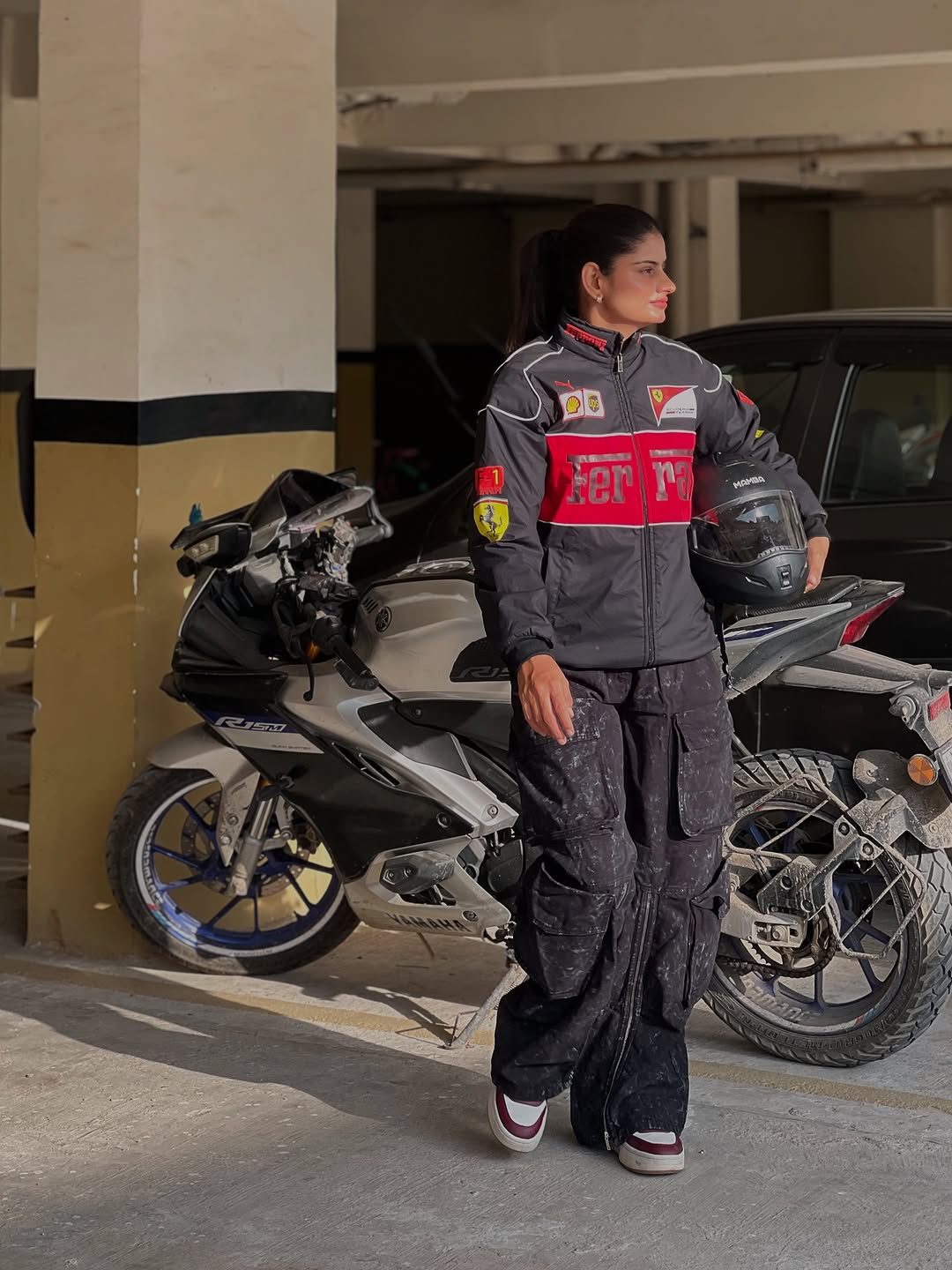 Ferrari racing jacket in black.