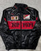 Ferrari racing fully embroidered jacket in black& red leather | Xoratic.