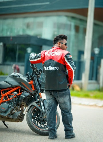 Marlboro racing fully embroidered jacket in black& red.