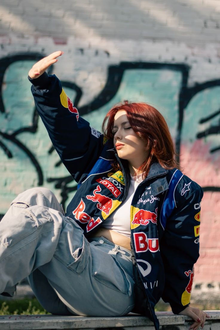 Red bull racing fully embroidered jacket in blue.