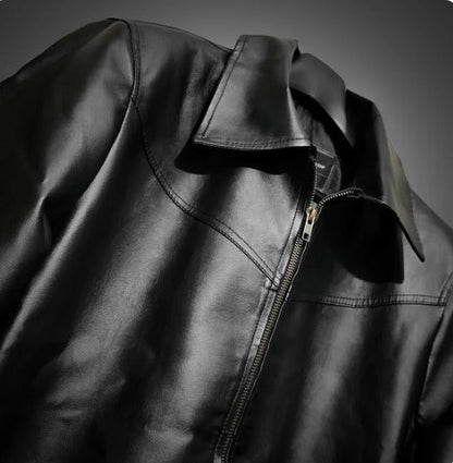 Classic Black Faux Leather Jacket – Timeless & Stylish.