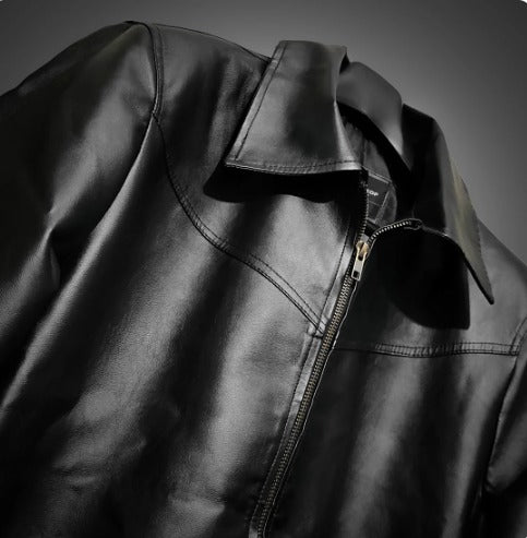 Classic Black Faux Leather Jacket – Timeless & Stylish.