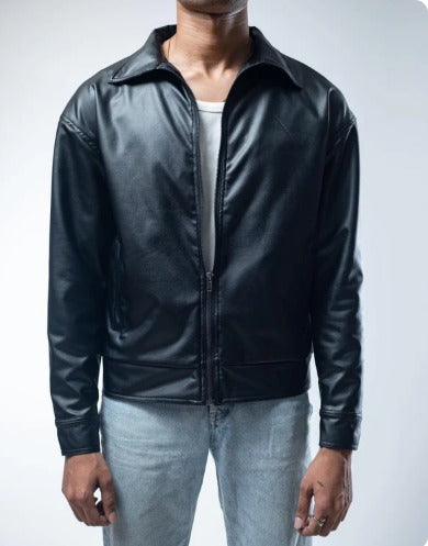 Classic Black Faux Leather Jacket – Timeless & Stylish.