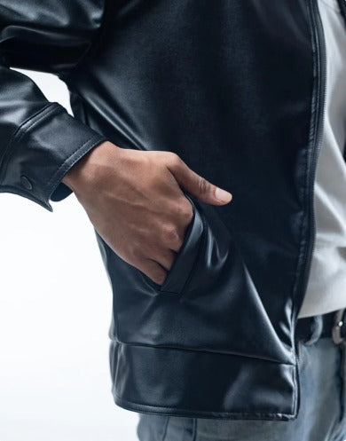 Classic Black Faux Leather Jacket – Timeless & Stylish.