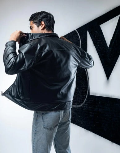 Classic Black Faux Leather Jacket – Timeless & Stylish.