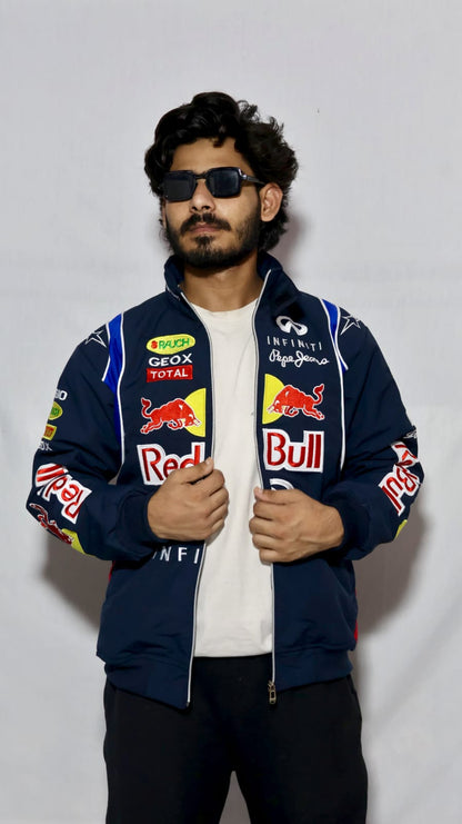 Red bull fully Embroidered racing jacket in blue.