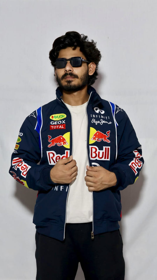 Red bull fully Embroidered racing jacket in blue.