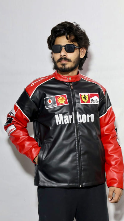 Marlboro racing fully embroidered jacket in red& white.