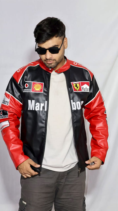 Marlboro racing fully embroidered jacket in red& white.