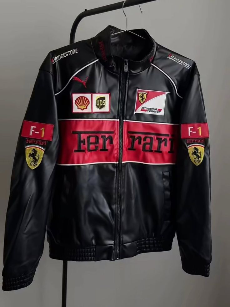 Ferrari racing jacket fully embroidered in leather.