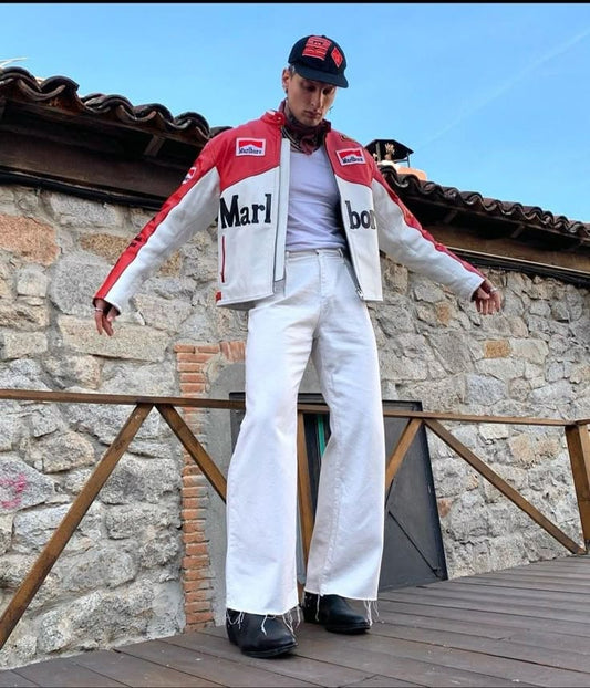 Marlboro racingfully embroidered jacket in red& white.