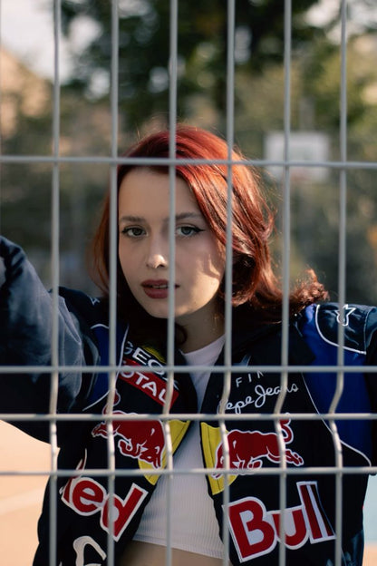 Red bull racing fully embroidered jacket in blue.
