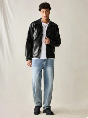 Classic Black Faux Leather Jacket – Timeless & Stylish by Xoratic.